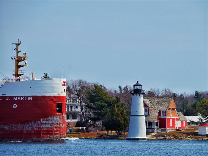 Brandon Lee's photograph, April 9, of a perfect day from TI Park.  Posted on the St. Lawrence Ship Watcher's Facebook page. 