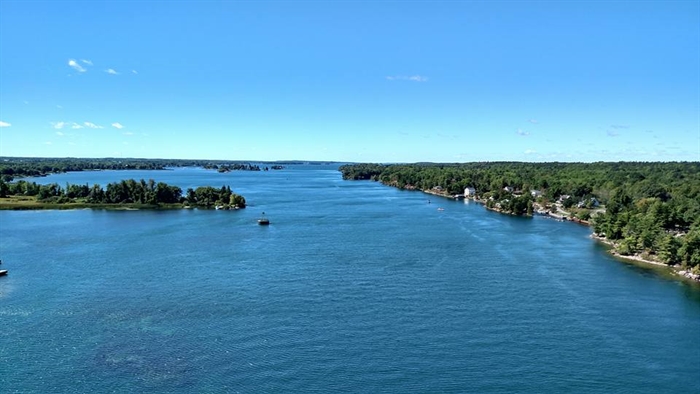 Meg Meakin took this photo from the Thousand Islands Bridge the week after Labor Day.  Note how quiet the River is!  
