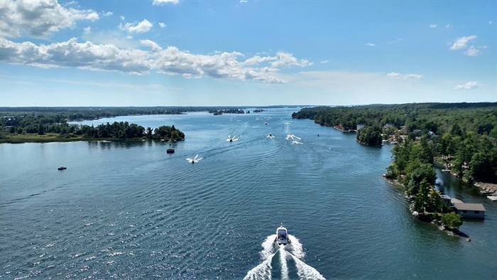 Meg Meakin took this photograph from the Thousand Islands Bridge before Labor Day. She notes the number of boats on the River.