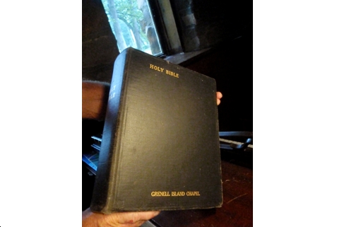 The pulpit bible Lucy Grenell donated to the chapel at the dedication.