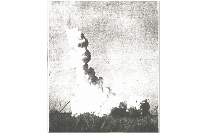 The Cape Vincent Rocket Launch in the 1960s.  Photo from a WDT clipping. K&D McCarthy Collection