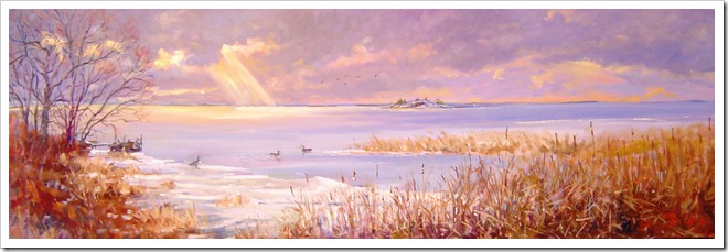 Morningshine!...at Chimney Island-oil on canvas 16x48 inches