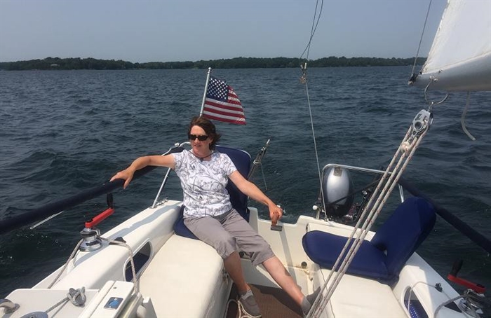 Libby sailing off Wolfe Island