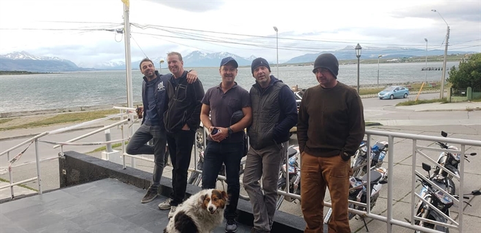 Mike Cox, 2nd from left, in Patagonia on his mission. 