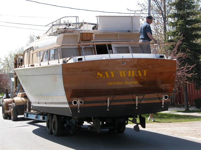 Moving a 6-ton wooden boat takes special equipment, expertise and permits.