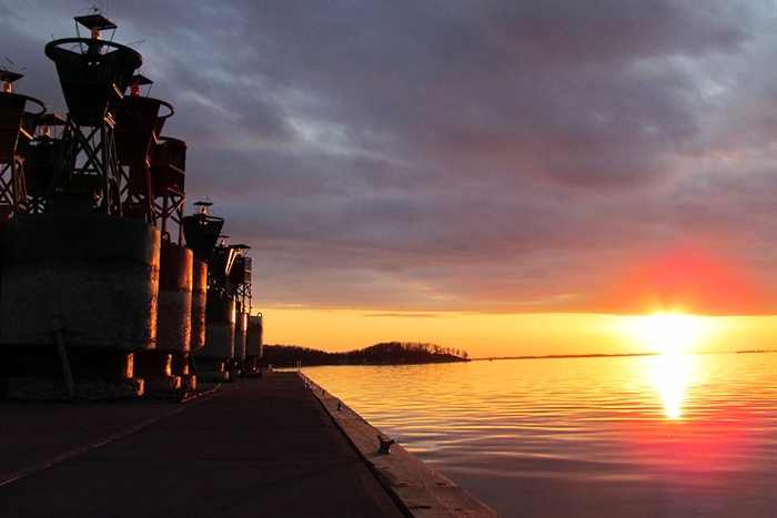 Paul Coolgedge took this at sunset, March 14. The buoys are ready to go... 