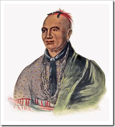 Posthumous lithograph, 1830s, after painting by Ezra Ames. Joseph Brant died in 1807.
