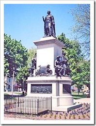 Joseph Brant Memorial Statue. Percy Wood, sculptor, 1886. Victoria Square, Brantford, Ontario. Brantford was founded by Joseph Brant as community for Indian Loyalists dispossed when U.S. lands were confiscated. 