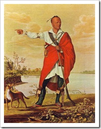 Joseph Brant, by William Berczy, 1797 [1794?]. National Gallery of Canada, Ottawa. Joseph stands on the banks of the Grand River, where he established his native Loyalist settlement. 