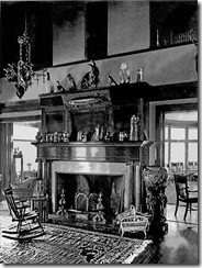 Although substantial in construction and generous in size, Carleton Villa was not baronial in style of furnishing. Light wood and wicker pieces were deemed appropriate for a summer cottage. Except for carpets, the decor employed little of the rich fabric upholstery, draperies, or curtains more typical of a town house of the period. 